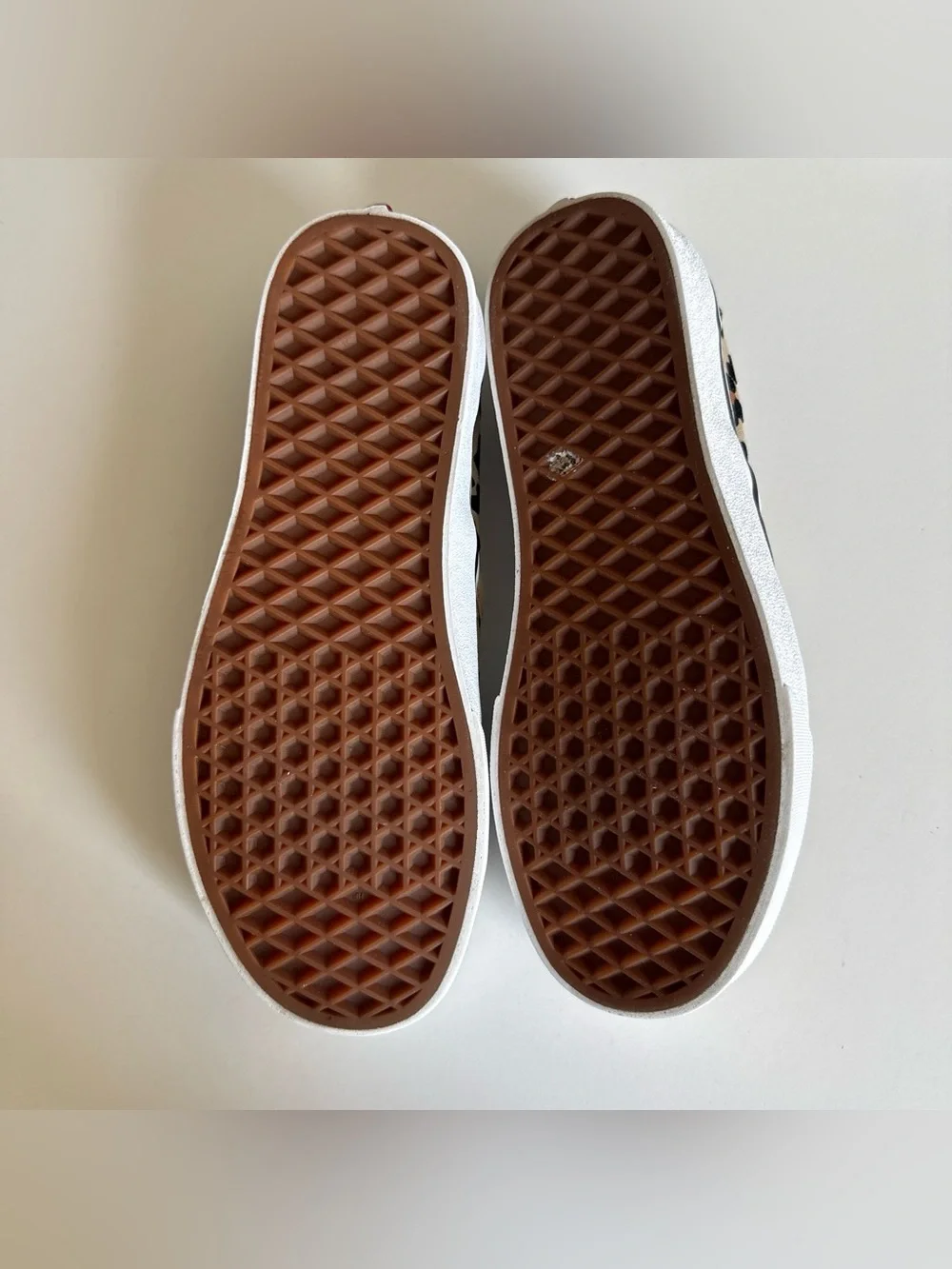 Vans Kids Leopard Print Slip-On Sneakers in Tan and Black